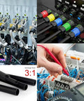 Assorted applications of 164Pcs Heat Shrink Tubing Kit With 8 Sizes Electric Insulation Tubing for wiring repair and DIY electronics.
