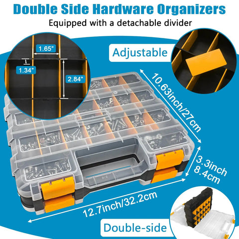 Rock Solid 1609 Piece Machine Screws Assortment Kit With Genuine 304 Stainless Steel Nuts and Bolts in double side hardware organizer.