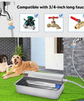 Top Tier Automatic Dog Water Dispenser 6 Liter Gravity Feeder with faucet connection and large metal bowl for outdoor use.