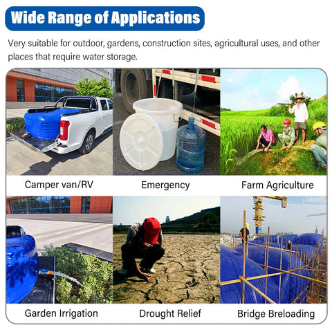 Portable Water Bladder Tank for RV Truck Camper Emergency Rainwater Collection Garden Irrigation and Home Water Storage