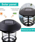 Six Pack Solar Powered Pathway Lights Waterproof Warm White Outdoor Lighting For Lawn Patio Yard Walkway Deck And Driveway Auto On At Dusk Off At Dawn No Wiring displaying close-up of solar panels and waterproof feature.