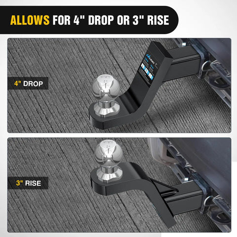 Heavy Duty Trailer Hitch Ball Mount With 2 Inch Ball And 5/8 Inch Hitch Pin Clip For 2 Inch Receiver, 7500 Lb Gross Towing
