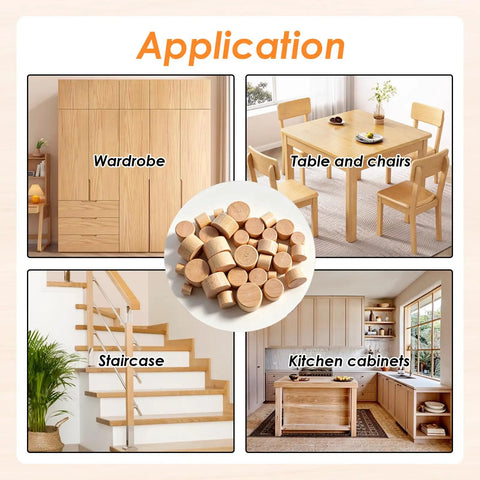 150 Piece Hardwood Hole Plugs For Fast Furniture Makeovers And Paint Ready Surfaces That Fit Like A Glove to fill screw holes in wardrobes, tables, stairs, and cabinets.