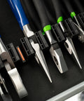 Pro Series 4.0 Magnetic Plier Organizer For Tool Drawers - Modular Toolbox System with pliers in black slots in a drawer