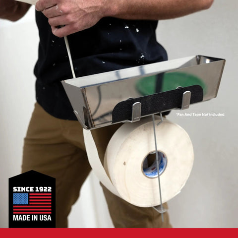 Hands Free Drywall Mud Pan Holder And Tape Spool On Belt For Easy Taping Belt Clip Secures A 12 Inch Pan Keeps Compound Handy