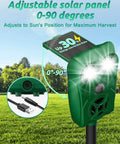 Solar Ultrasonic Animal Repellent With Motion Sensor And LED Lights, Waterproof Yard Deterrent For Deer Coyotes Raccoons And Cats, PIR Sensor Detects Up To 26 Feet At 110 Degree Coverage, Eco Friendly Solar Power, adjustable 0-90° solar panel