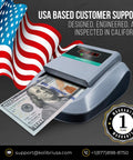 On The Go Portable Four Way Orientation Counterfeit Money Detector With Magnetic And Infrared Scanners showing pass fail indicator