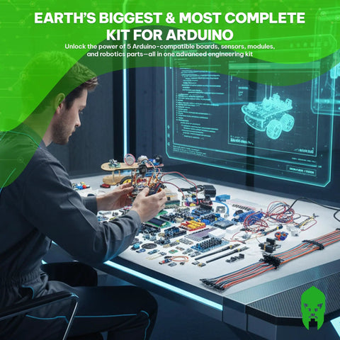 Person assembling components from the Ultimate Arduino Starter Kit With Five Main Boards And 100 Plus Parts For IoT And Smart Robot Projects