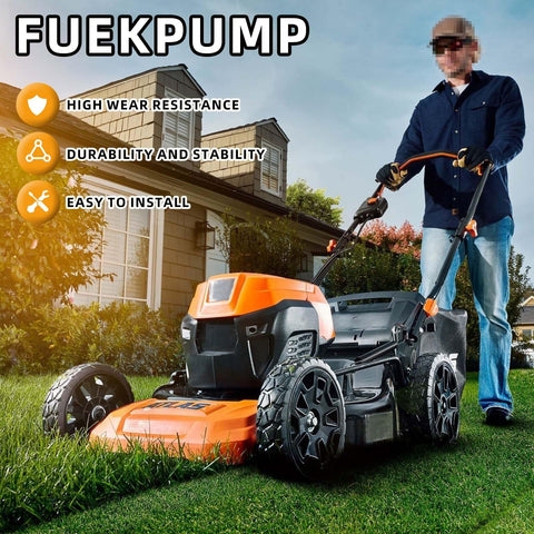 Person using lawn mower powered by Beefy Vacuum Fuel Pump Replacement for 17HP to 25HP Small Engines Fits Briggs and Stratton John Deere