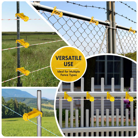 25 Pack Tube Post Insulators For Electric Fence T Post Extender Insulators Universal Fit For Round Pipe Or White Vinyl Picket Fence Keeps Wire Three And A Half Inches From Posts Non Slip Grip Yellow