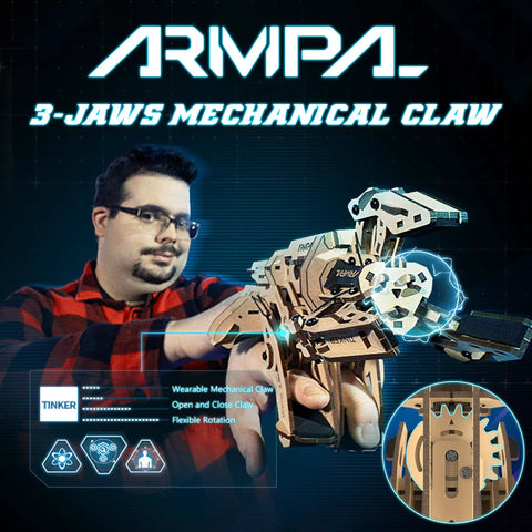 Hands On 3D Wooden Mechanical Claw Model Kit For Adults And Teens ClawBot Puzzle With 190 Laser Cut Pieces, shown in use