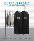 On The Go Travel Garment Bag 43 Inch Heavy Duty Suit Carrier with zipper pocket displayed on a rack next to clothes