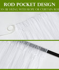 Outdoor Mosquito Net For Porch, Patio, Gazebo 2 Panels Waterproof Sheer Tulle Curtains, Mesh Privacy Drapes With DIY Adjustable Length details the rod pocket design for hanging with rope or curtain rod.