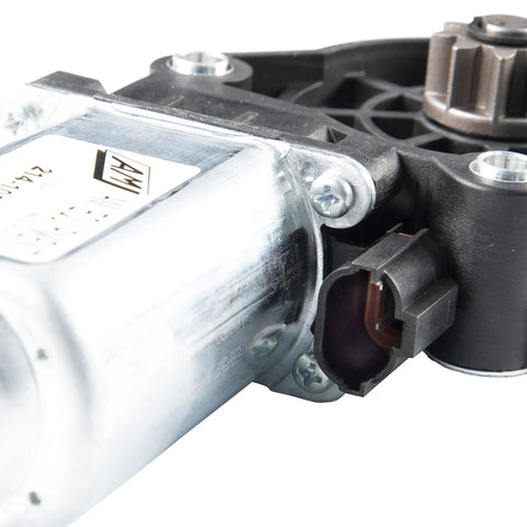 Close-up of Replacement 25 Series Electric RV Step Motor Assembly for 12V DC with sealed connectors, auto extends and retracts.