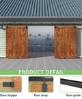Installed 16 Ft Black Box Rail Exterior Barn Door Hardware Track Kit For Two Doors Built Tough With 500 Lb Weight Capacity
