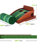 9.8Ft Putting Green Mat With Automatic Ball Return Track And Mirror For Indoor Home Golf Practice unrolled and rolled view