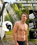 Portable Camping Shower With Rechargeable Electric Pump, 6.6 Gallon Giant Capacity 25L Foldable Bucket in use outdoors