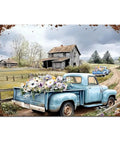 Vintage Blue Farm Truck Metal Tin Sign Rustic Country Farmhouse Wall Decor Floral Old Pickup Scene Retro Plaque For Garage Barn Decor 12x8 Inch Garden Style