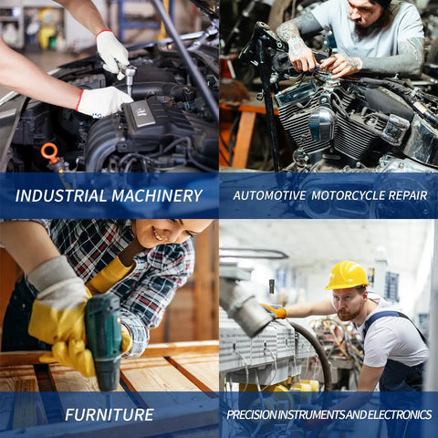 Collage showing uses of the 390-Piece Stainless Steel Self Tapping Screw Set For Metal And Sheet Metal with Hex Washer Head.