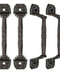 Four Pack Cast Iron Sliding Barn Door Handles 5.51 Inch Dark Brown Vintage Metal Pulls for Outdoor Fence Gate Cabinet Drawer Closet