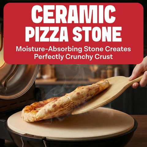 14 Inch Electric Indoor Pizza Oven With Stone For Crispy Crust Pizza Heats To 800F And Cooks In Under 6 Minutes, includes peels and scraper