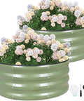 Round Raised Garden Bed Set Of Two 3x3x1 Ft Heavy Duty Galvanized Steel Planter Boxes With Rubber Edge Trim For Outdoor Gardens