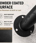Heavy Duty 12 Inch Black Metal Wall Mount Stair Handrail Grab Bar with rust proof powder coat, showing water resistance.