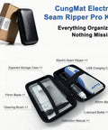 Electric Seam Ripper Pro Kit with Storage Case and USB Charging visible with components in open case.