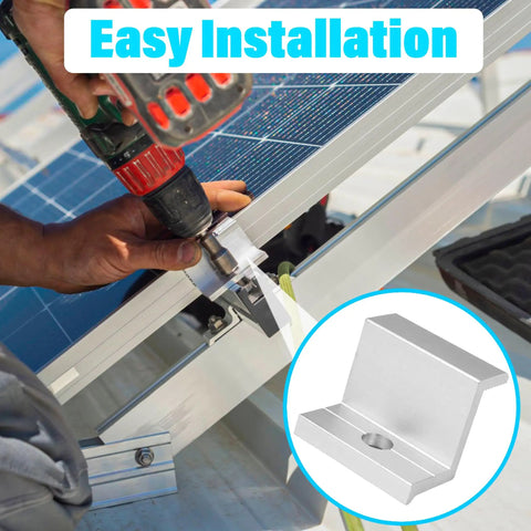 Rock Solid 10 Pack Aluminum Solar Panel End Clamps For 30mm Frame Height With Z Style Roof Mount Brackets attached during installation.