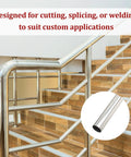 2.5 Inch Mandrel Straight Exhaust Pipe 48 Inch Length Built From T304 Stainless Steel displayed on staircase railing