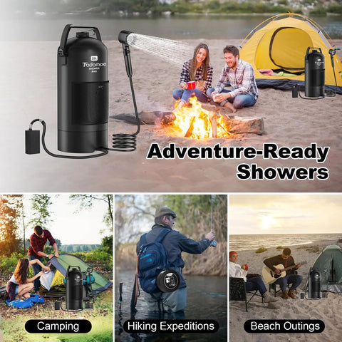On The Go Solar Heated Camp Shower Bag 5 Gal 20L With Foot Pump Portable Outdoor Shower With Shower Head And Sprayer, Black