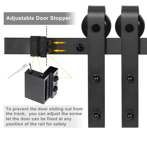 Heavy Duty Sliding Barn Door Hardware Kit With Hangers And Track Includes Two 3.3 Ft Tracks Black Carbon Steel 200 Lb Load