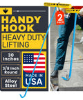 Heavy Duty 30 Inch Hook Lift Tool With Three Eighths Inch Round Pump Hook End Opens Grates Lifts Lids Moves Heavy Machinery Manhole Access Tool Two Pack, 30-inch alloy steel