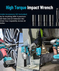 Cordless Impact Wrench Half Inch Drive 1300Nm 960 Ft Lbs Torque Compact Power Tool With Dual 5Ah Li Ion Batteries and Fast Charger IW810
