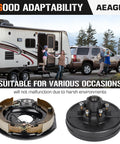 Aeagle 6 5.5-inch bolt-circle drum brake kit with 12x2 self-adjusting electric brakes for 5200-lb trailer axles; two assemblies shown