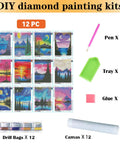 12 Pack Diamond Painting Kits for Adults 5D Diamond Art Paint By Number for Beginners With Round Full Drill Diamonds DIY Craft Kit