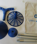 Portable Hand Powered Clothes Washer With Smooth Plunger Action Compact Collapsible Aluminum Handle parts and storage bag.