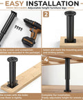 Installation guide for Heavy Duty Metal Furniture Legs 4 Pack Adjustable Height From Four Point Seven Two To Seven Point Eight Seven Inches.