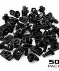 Shop Tough 100 Piece Auto Bolt And U Nut Kit With Pro Grade M6 1.0 Hex Head Screws, Extruded U Nuts And Rust Proof Clips For Fender Liners, Bumper Guards And No Fuss Underbody Fasteners - 50 black hex head screws and U nuts.