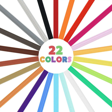 22 Color PCL Filament Refill For Start Plus 3D Pen, vibrant color strands in a circular layout, highlighting variety for easy 3D printing.