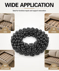 Heavy Duty 45 Foot Zig Zag Upholstery Springs For Couches coiled in a roll with examples of usage for sofas, stools, ottomans, and loveseats.