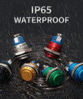 Assorted IP65 waterproof buttons in various colors, including focus keyword: 16mm 5/8 Inch Momentary Push Button Switch 1NO SPST Waterproof Aluminum Shell Red