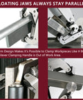 Close-up of Two Pack Heavy Duty Cantilever Lever Clamps Featuring Deep Throat Access And Floating Parallel Jaws That Lock Rock Solid Without Binding.