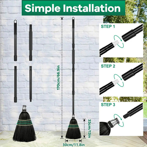 Heavy Duty Outdoor Broom With Stiff Bristles For Beast Mode Cleaning On Driveways Gardens Garages And More, assembly instructions