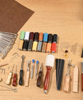 All In One Leather Craft Tool Kit 92 Piece Set With Portable Storage Bag Includes Engraving Punching Sewing Stamping Tools