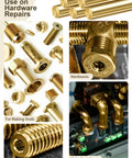 Close-up of brass hardware components made from Brass Rod Set With 9 Diameters From 1mm To 8mm, 120mm Length for various applications.