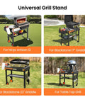 Folding Grill Table For 17 Inch And 22 Inch Griddles, Tailgate Ready Portable Grill Cart With Wheels, 20 Second Tool Free Setup.