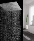 Sixteen Inch Square Rain Shower Head With High Pressure Waterfall Flow, Ultra Thin One Sixteenth Inch Stainless Steel Brushed Finish