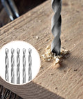 Badass Pro Grade Mini Drill Bit Kit Featuring Fully Ground HSS High Speed Steel Twist Blades drilling wood with shavings.