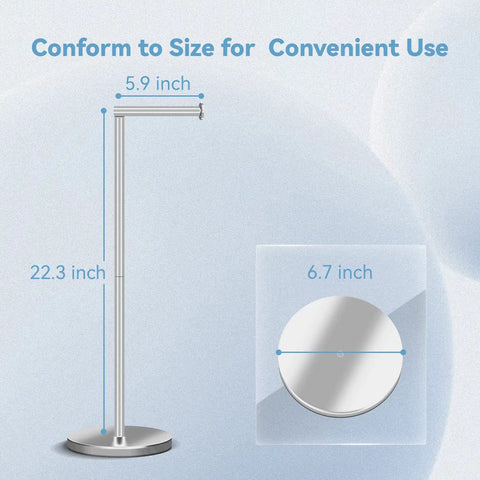 Diagram showing Freestanding Toilet Paper Holder With Reserve Storage Holds 3 To 4 Rolls 22 Inch Matte Black Stainless Steel Stand